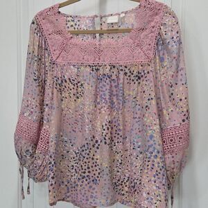 Zac & Rachel Lace, Boho Womans Blouse, Size Large
